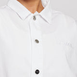 Oversized white shirt front half body view