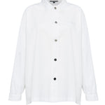 Oversized white shirt full front standing view