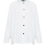 Oversized white shirt full front standing view