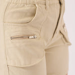 PAPERBAG HIGH WAISTED SHORTS - BEIGE - JMOJO - Women's Cargo Denim Shorts