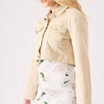 Pebble Cropped Denim Jacket – Stone - JMOJO - Women's Cropped Denim Jackets