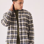 PLAID FLANNEL CHECK SHIRT - OLIVE GREEN, NAVY AND WHITE - JMOJO - Men's Check Shirts