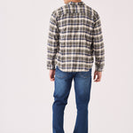 PLAID FLANNEL CHECK SHIRT - OLIVE GREEN, NAVY AND WHITE - JMOJO - Men's Check Shirts