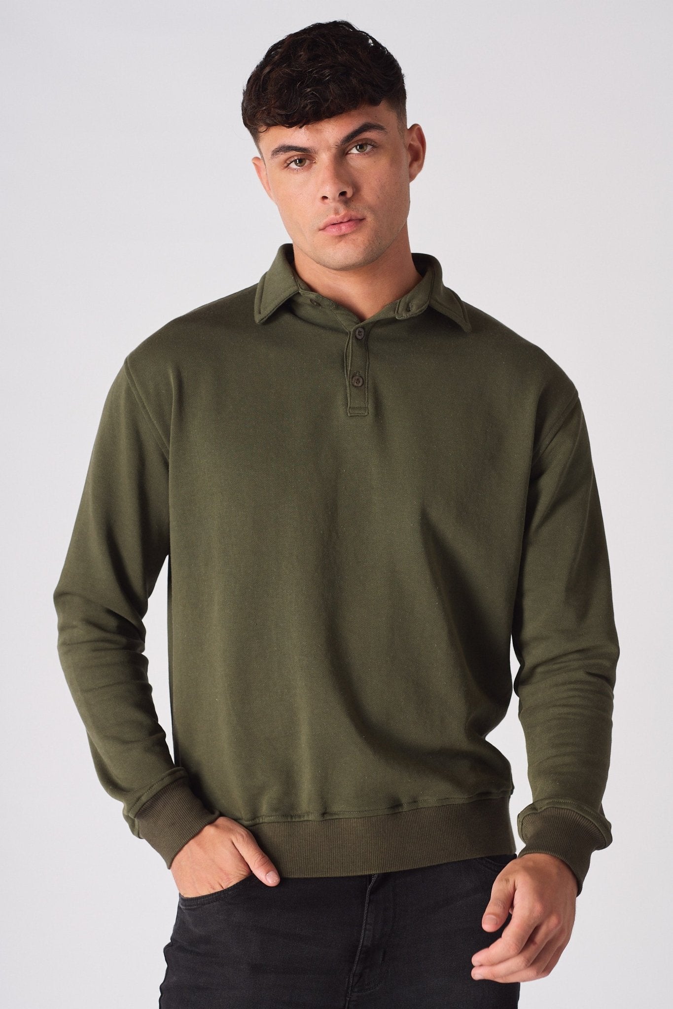 POLO SWEATSHIRT - KHAKI - JMOJO - Men's Sweatshirts