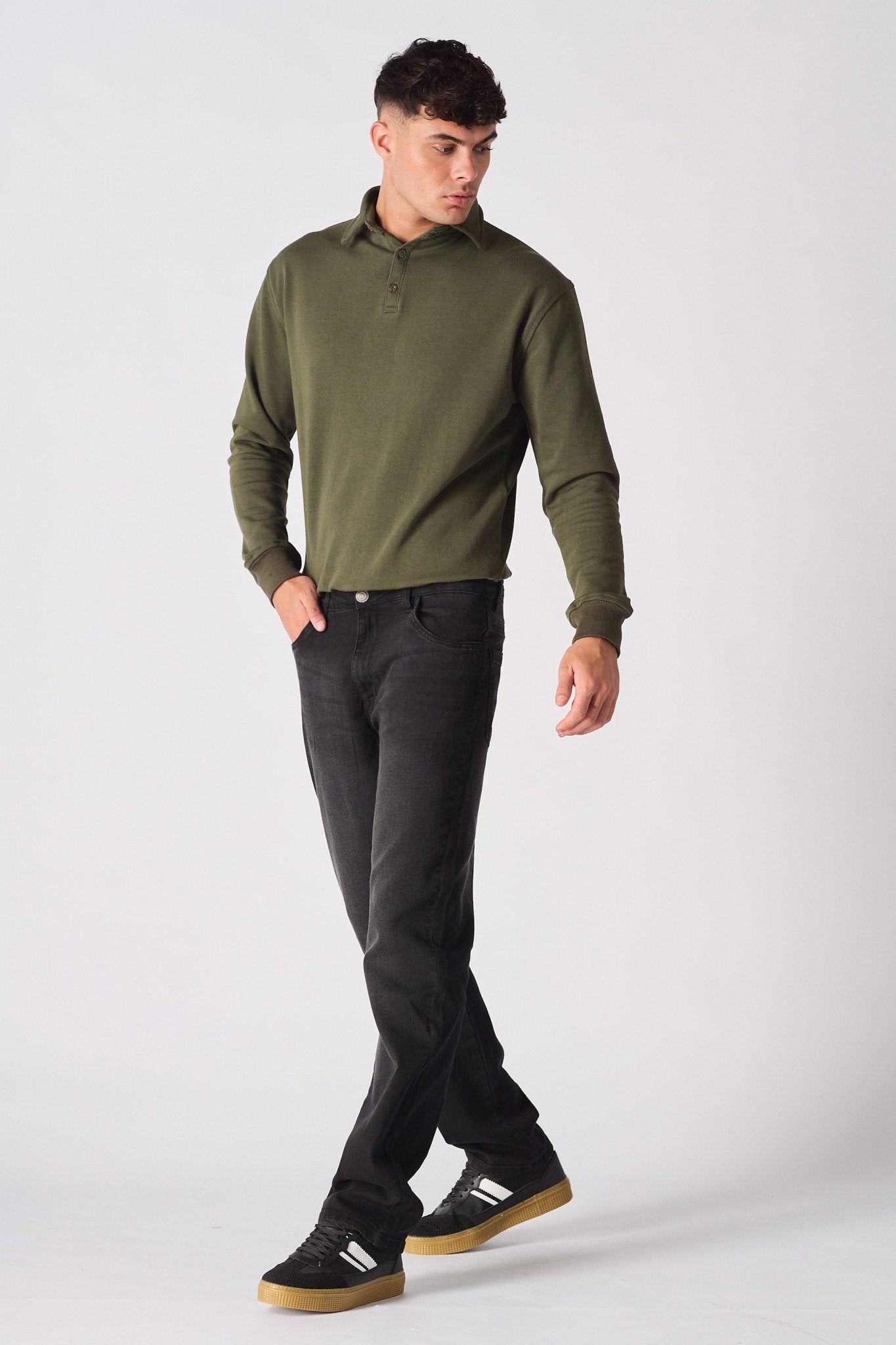 POLO SWEATSHIRT - KHAKI - JMOJO - Men's Sweatshirts
