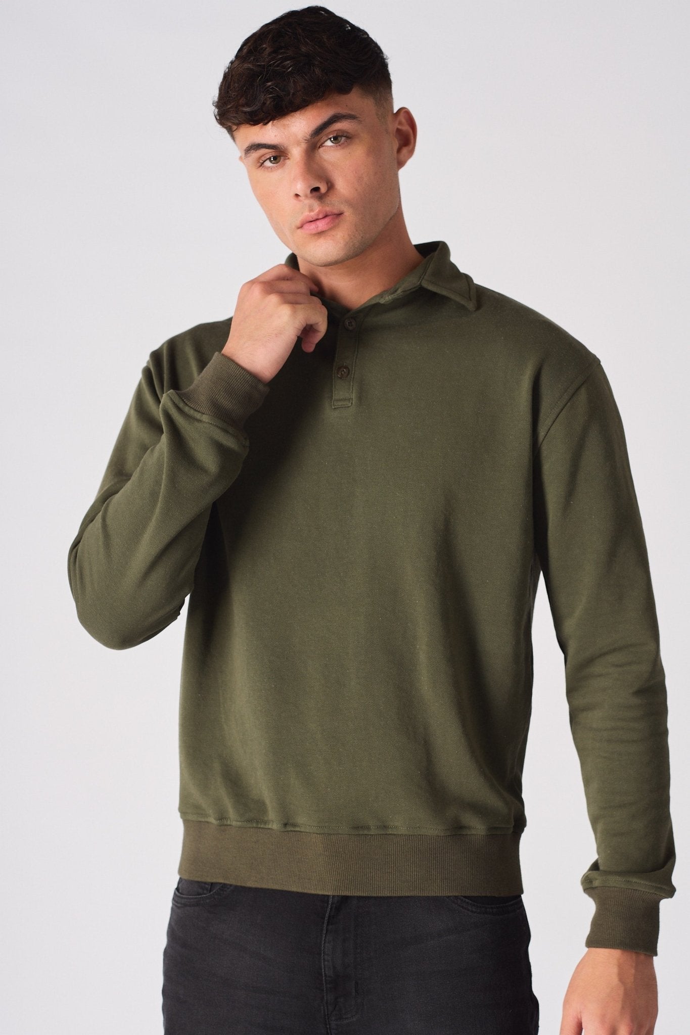 POLO SWEATSHIRT - KHAKI - JMOJO - Men's Sweatshirts
