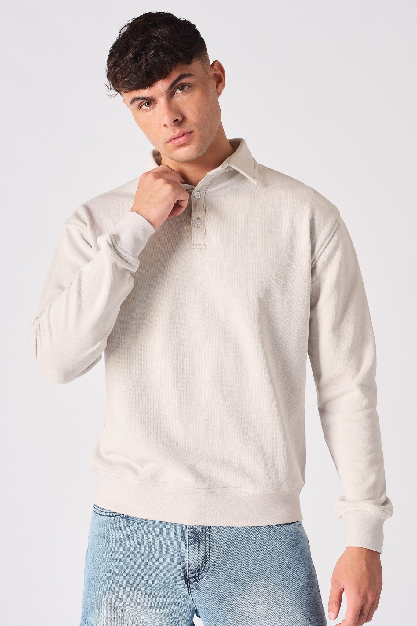 POLO SWEATSHIRT - STONE - JMOJO - Men's Sweatshirts