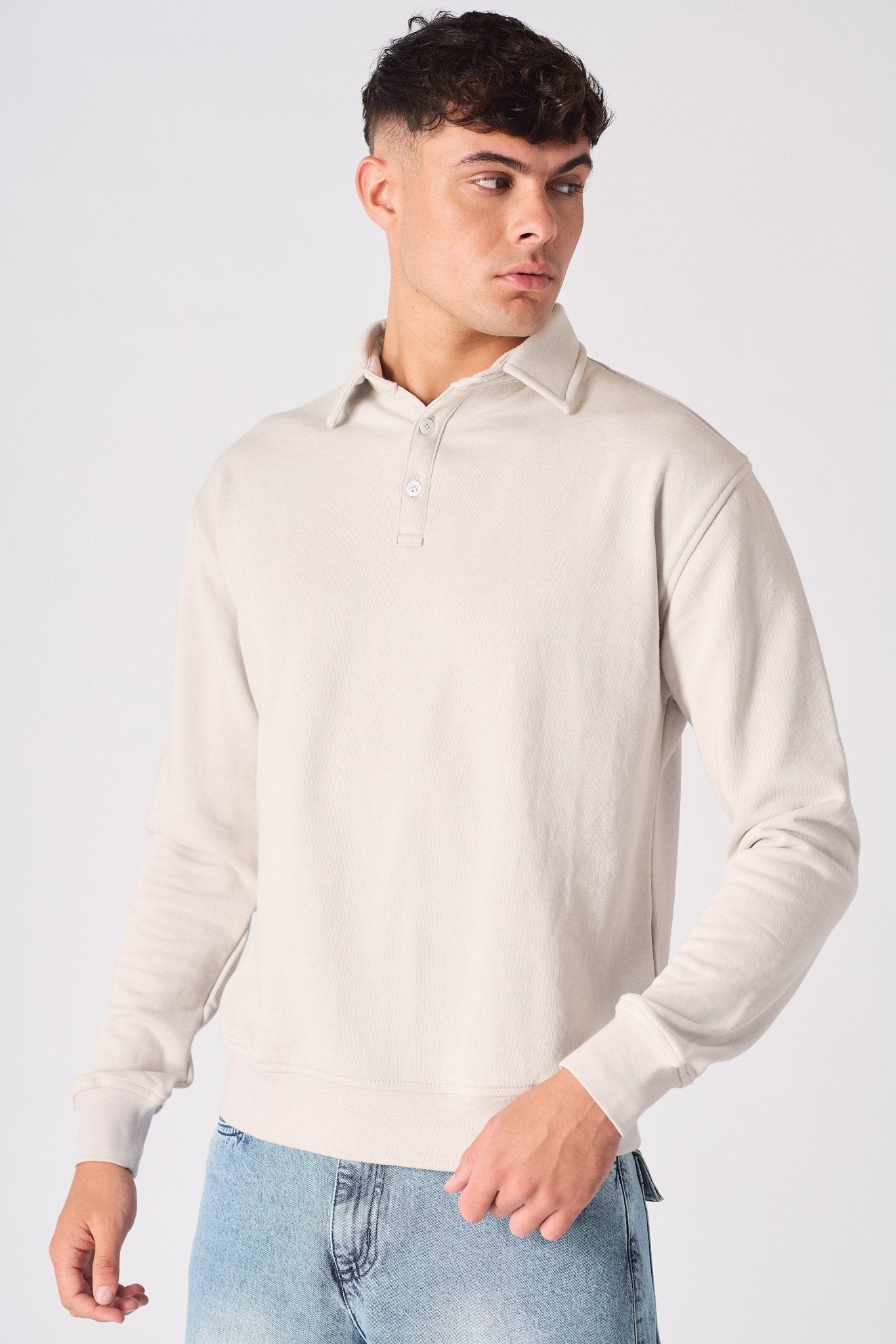 POLO SWEATSHIRT - STONE - JMOJO - Men's Sweatshirts