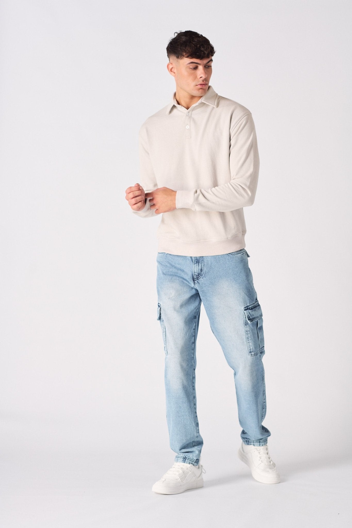 POLO SWEATSHIRT - STONE - JMOJO - Men's Sweatshirts