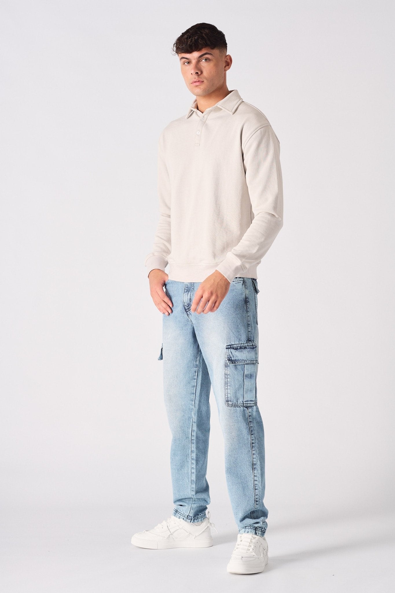 POLO SWEATSHIRT - STONE - JMOJO - Men's Sweatshirts