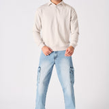 POLO SWEATSHIRT - STONE - JMOJO - Men's Sweatshirts