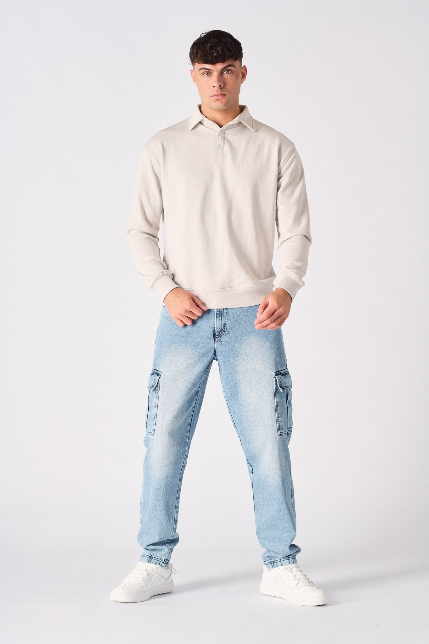 POLO SWEATSHIRT - STONE - JMOJO - Men's Sweatshirts