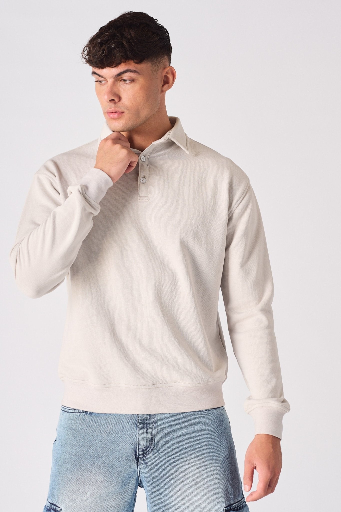 POLO SWEATSHIRT - STONE - JMOJO - Men's Sweatshirts