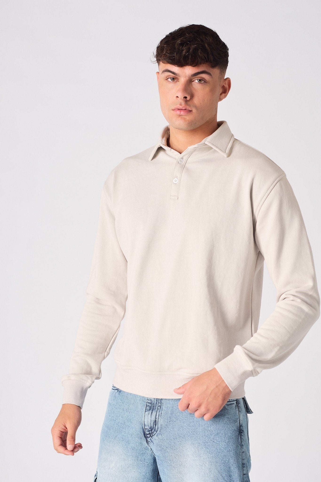 POLO SWEATSHIRT - STONE - JMOJO - Men's Sweatshirts