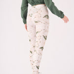 PRINTED DIPPED WAISTBAND LEGGINGS - GREEN STONE - JMOJO - Women's Athleisure Printed Legging