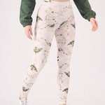 PRINTED DIPPED WAISTBAND LEGGINGS - GREEN STONE - JMOJO - Women's Athleisure Printed Legging