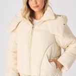 Puffer Hooded Jacket - Beige - JMOJO - Women's puffer