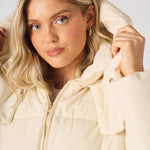 Puffer Hooded Jacket - Beige - JMOJO - Women's puffer