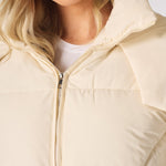 Puffer Hooded Jacket - Beige - JMOJO - Women's puffer