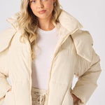 Puffer Hooded Jacket - Beige - JMOJO - Women's puffer