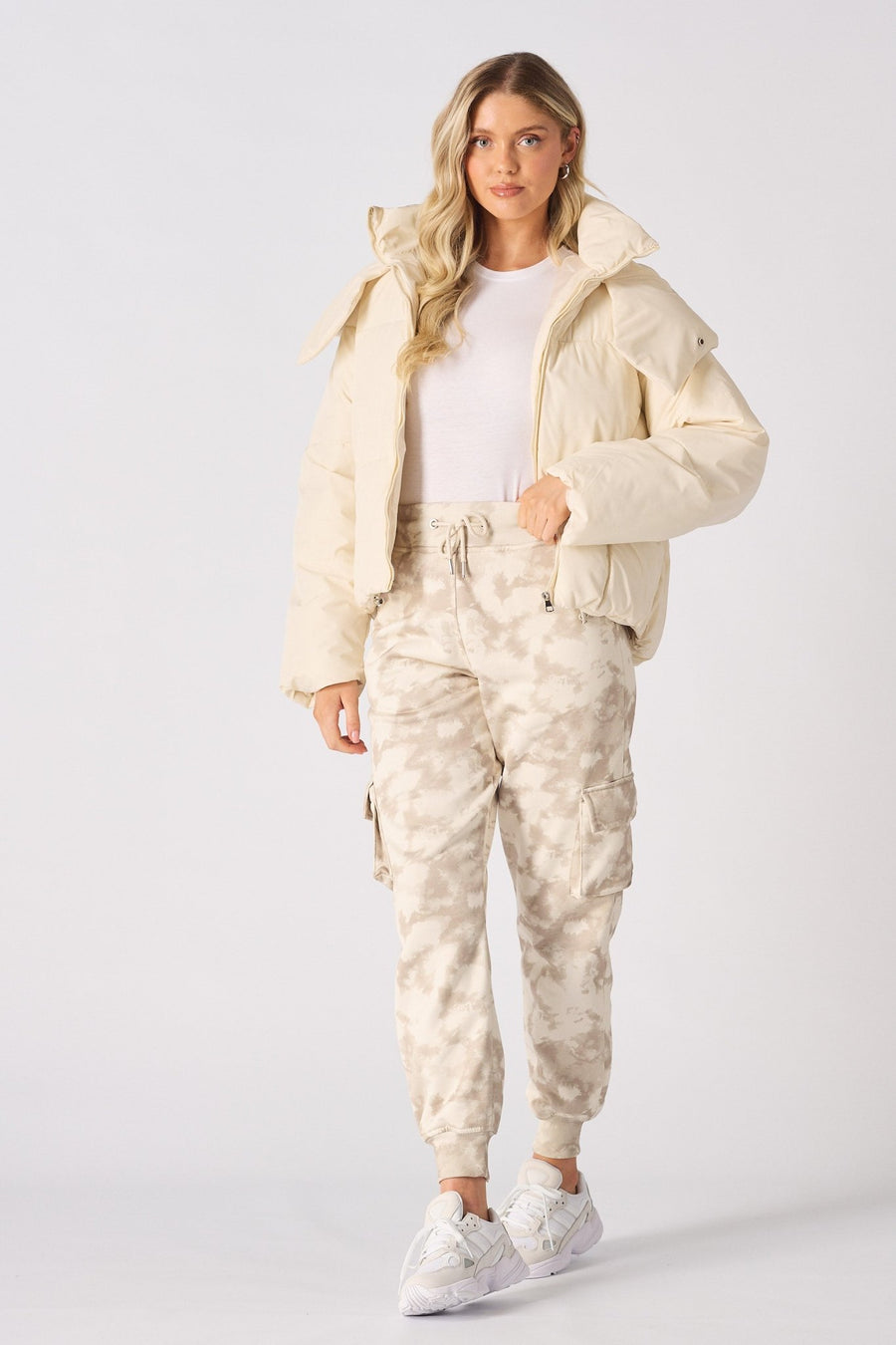 Puffer Hooded Jacket - Beige - JMOJO - Women's puffer