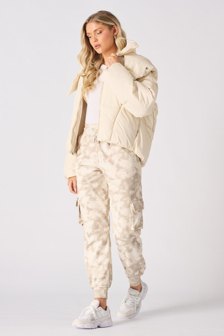 Puffer Hooded Jacket - Beige - JMOJO - Women's puffer
