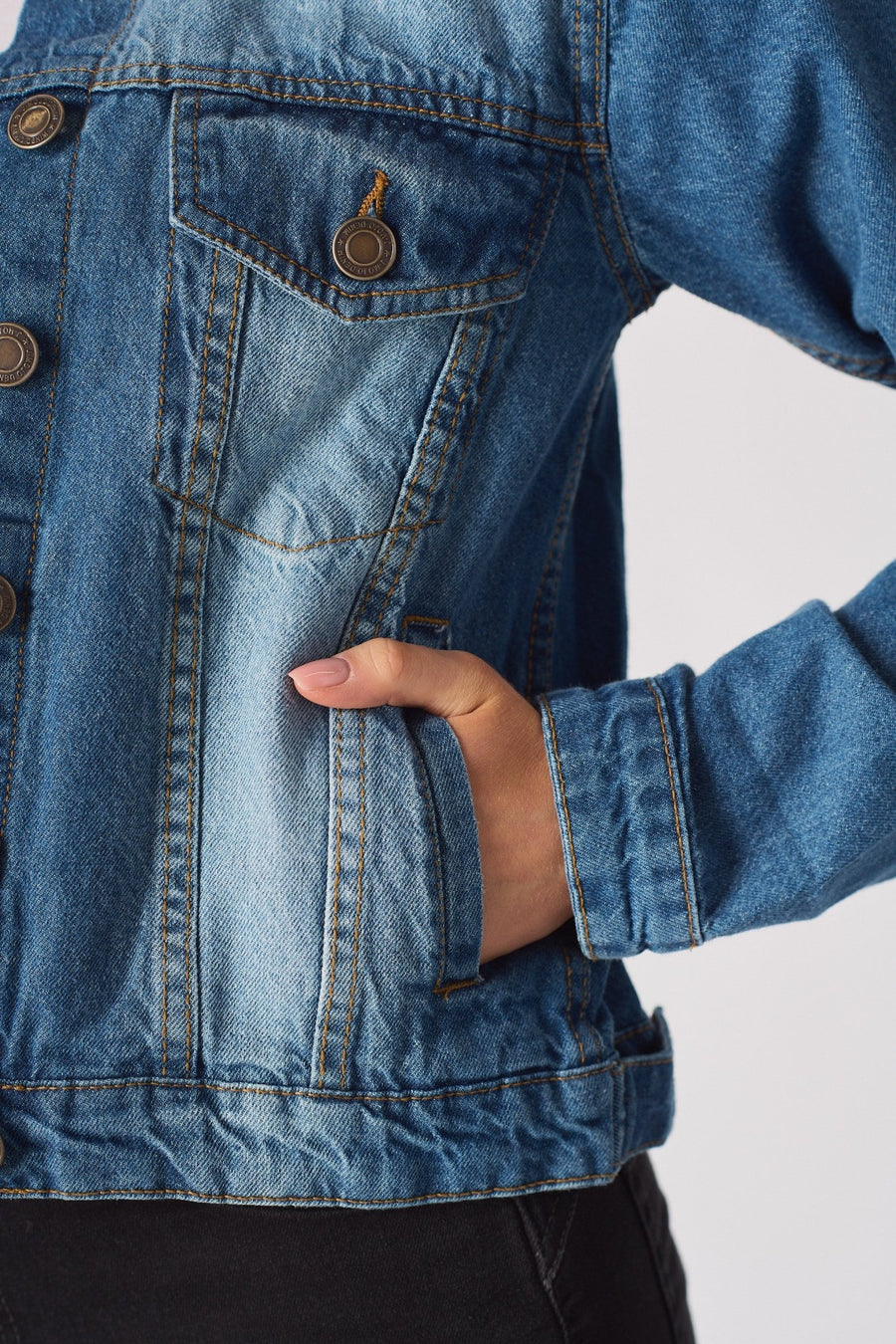 Quarry Denim Trucker Jacket – Mid - Blue - JMOJO - Women's Denim Jackets