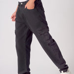 RELAXED FIT CARGO JEANS - BLACK - JMOJO - Men's Cargo Jeans
