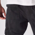 RELAXED FIT CARGO JEANS - BLACK - JMOJO - Men's Cargo Jeans