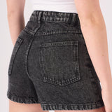 RIPPED DENIM SHORTS - BLACK ACID WASH - JMOJO - Women's Denim Shorts