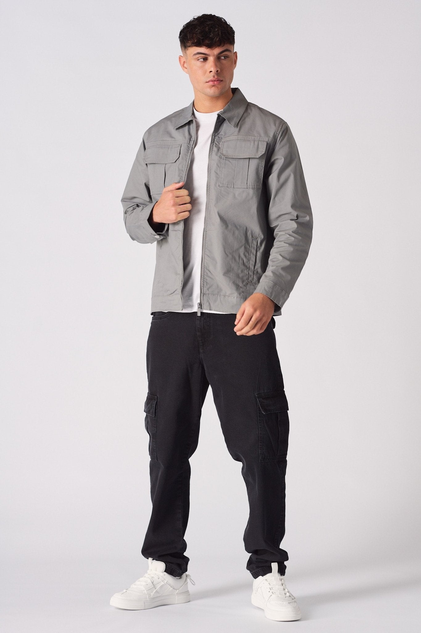 RIPSTOP CARGO JACKET - GREY - JMOJO - Men's Cargo Jackets