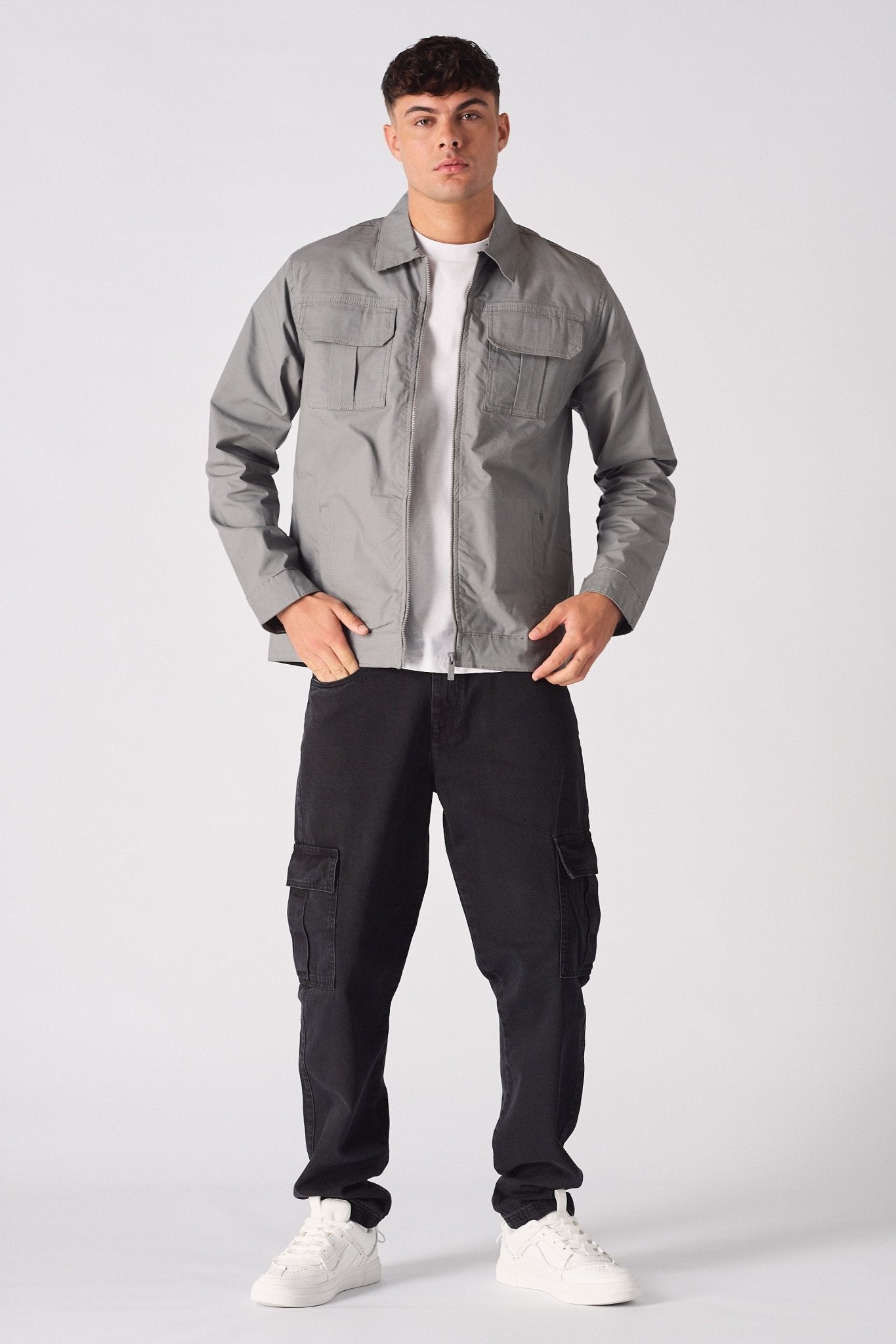 RIPSTOP CARGO JACKET - GREY - JMOJO - Men's Cargo Jackets