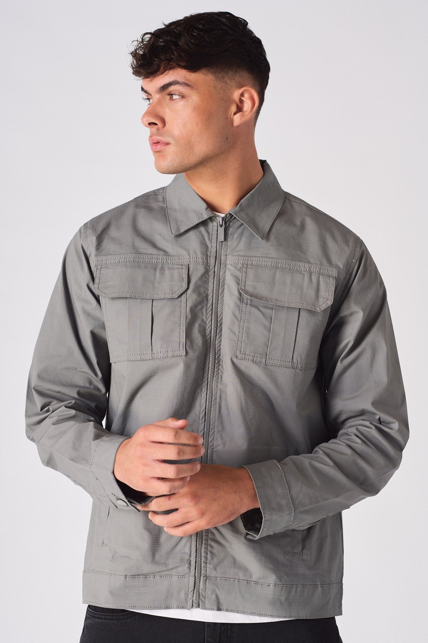 RIPSTOP CARGO JACKET - GREY - JMOJO - Men's Cargo Jackets