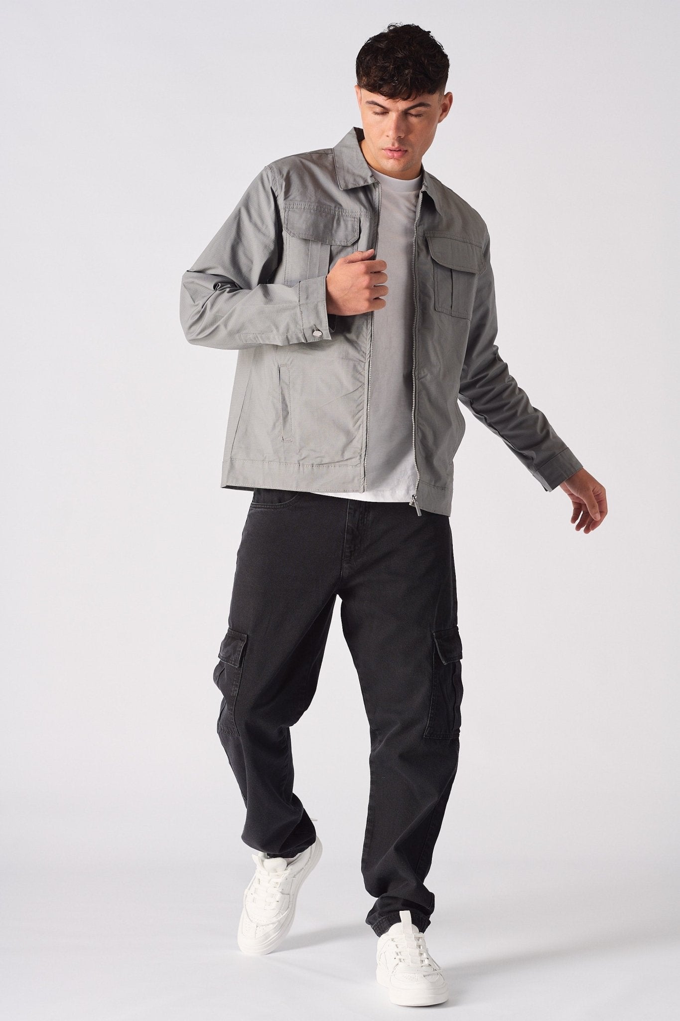 RIPSTOP CARGO JACKET - GREY - JMOJO - Men's Cargo Jackets