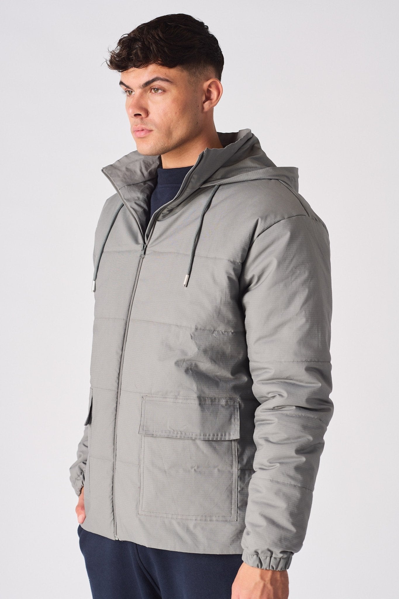 RIPSTOP PUFFER JACKET - GREY - JMOJO - Men's Puffer Jackets