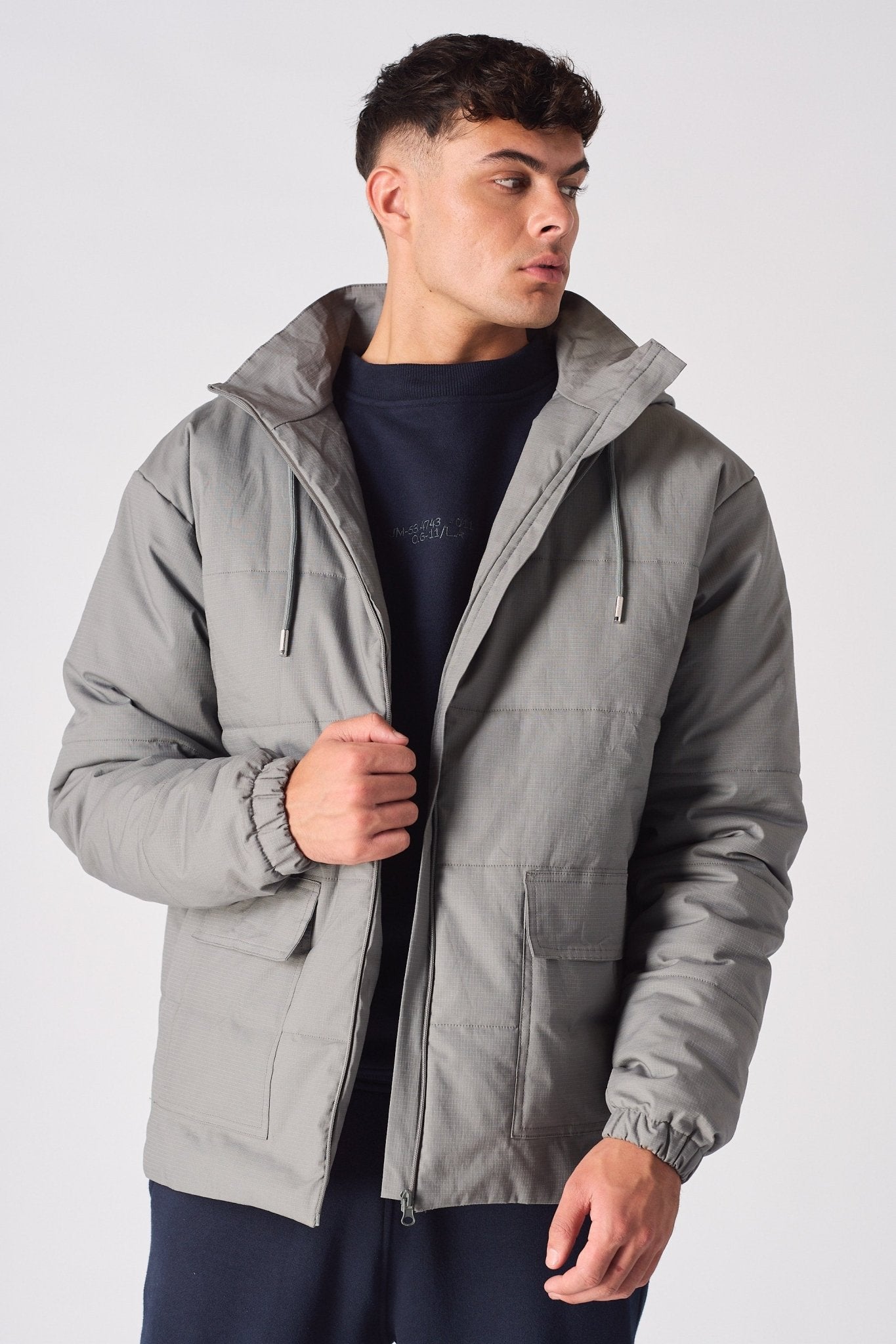 RIPSTOP PUFFER JACKET - GREY - JMOJO - Men's Puffer Jackets
