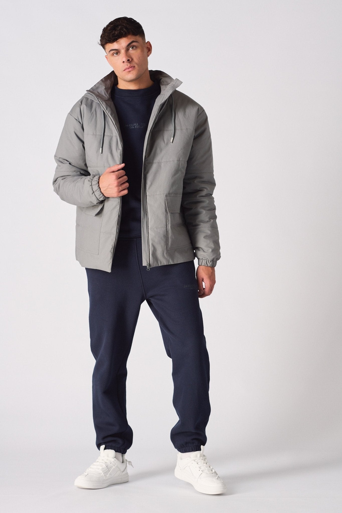 RIPSTOP PUFFER JACKET - GREY - JMOJO - Men's Puffer Jackets