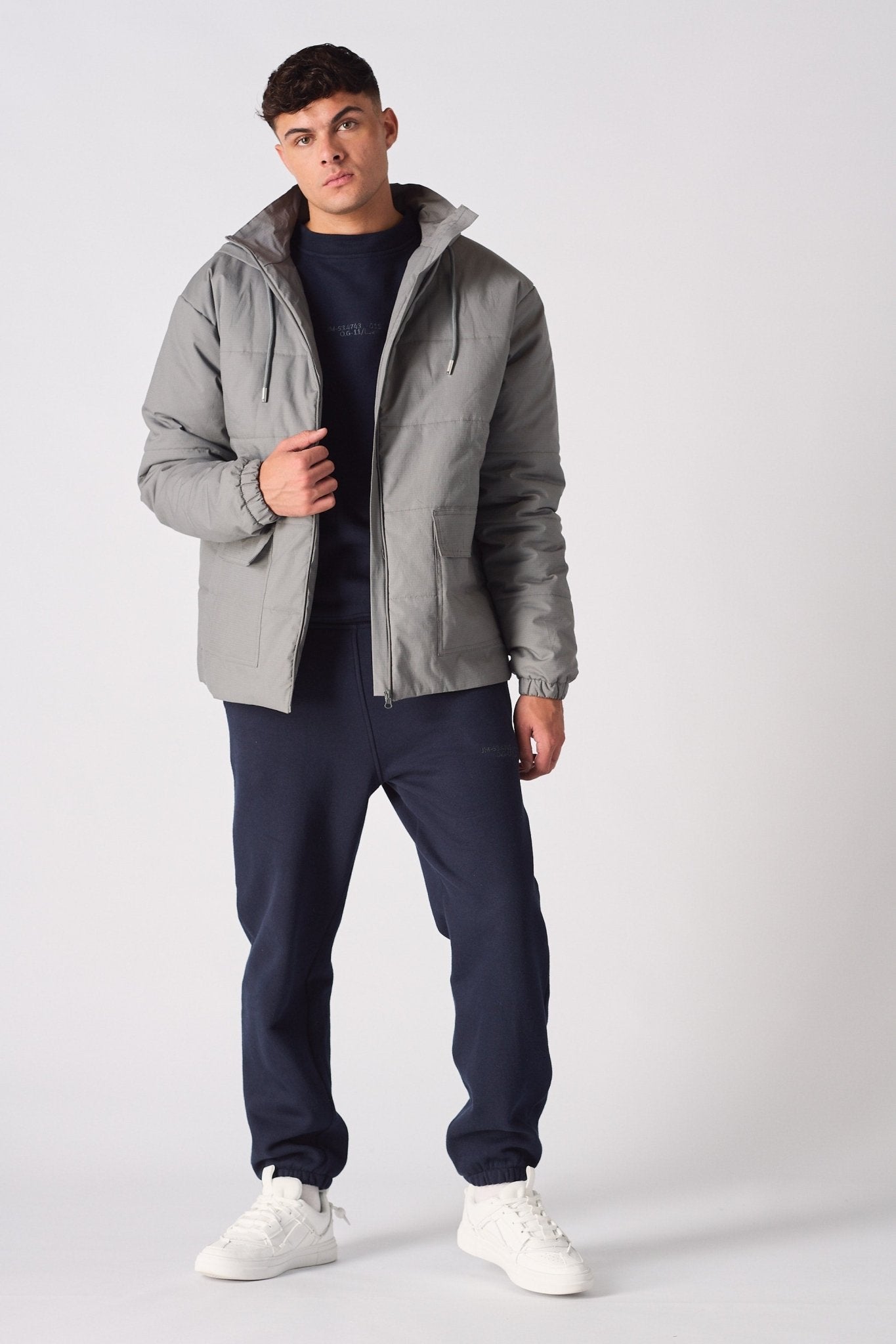RIPSTOP PUFFER JACKET - GREY - JMOJO - Men's Puffer Jackets