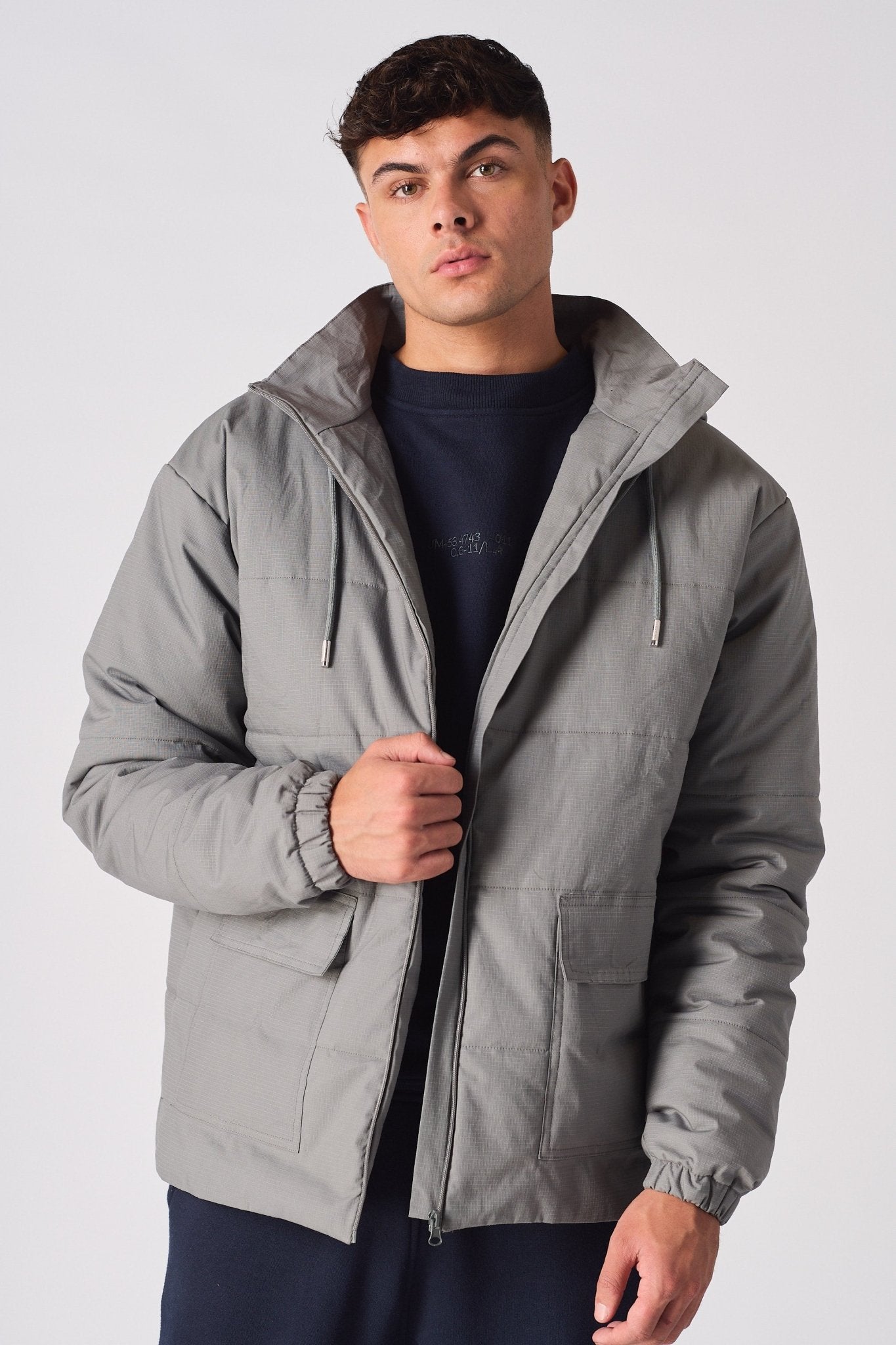 RIPSTOP PUFFER JACKET - GREY - JMOJO - Men's Puffer Jackets