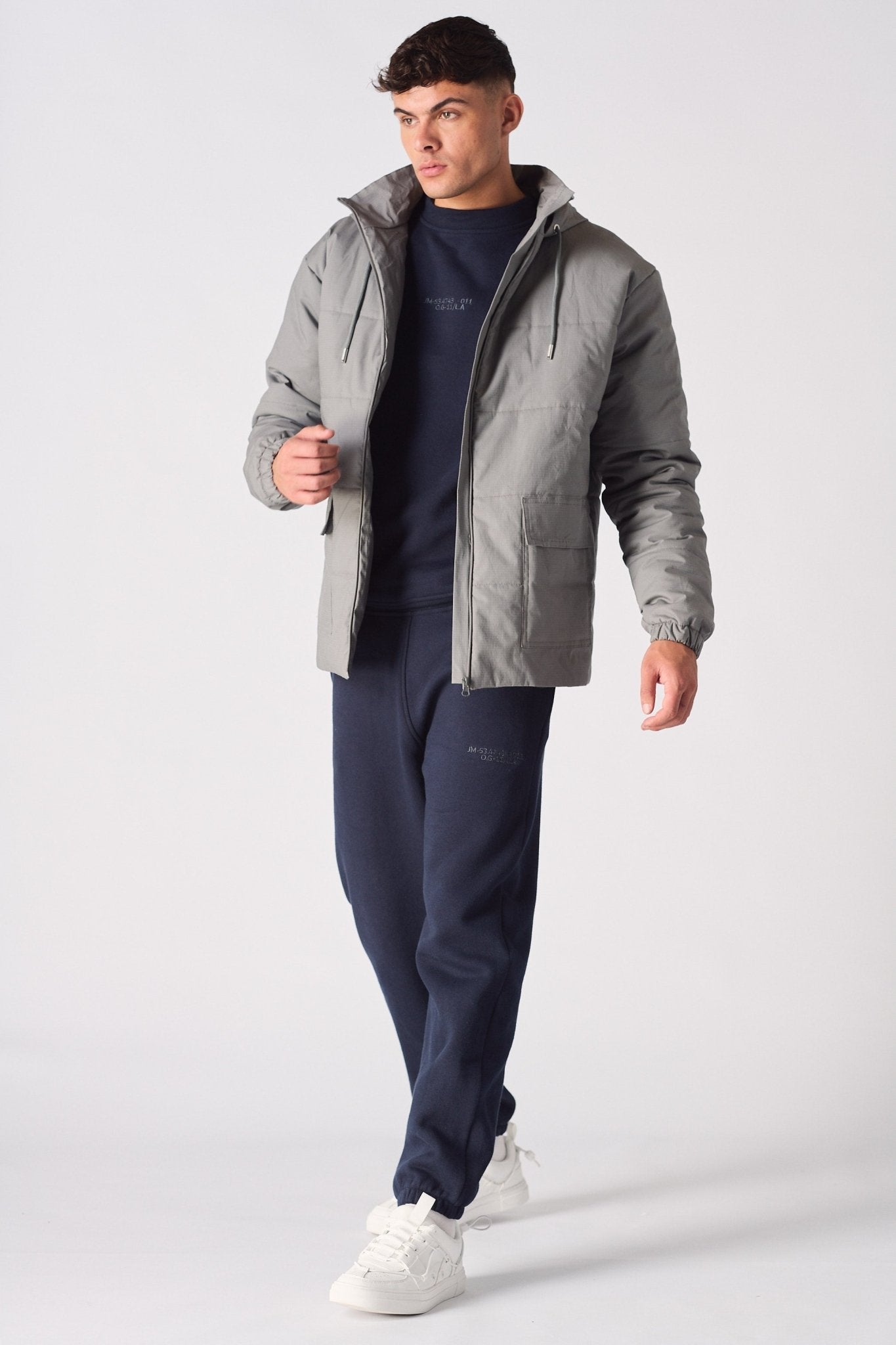 RIPSTOP PUFFER JACKET - GREY - JMOJO - Men's Puffer Jackets