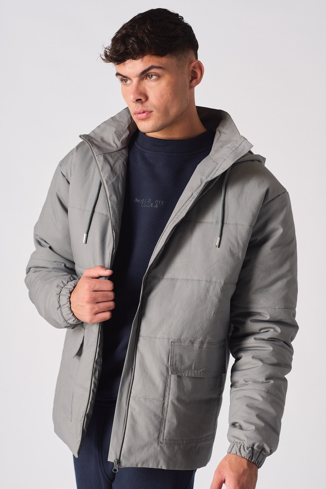 RIPSTOP PUFFER JACKET - GREY - JMOJO - Men's Puffer Jackets