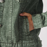 Sage Denim Trucker Jacket – Pearl Green - JMOJO - Women's Denim Jackets