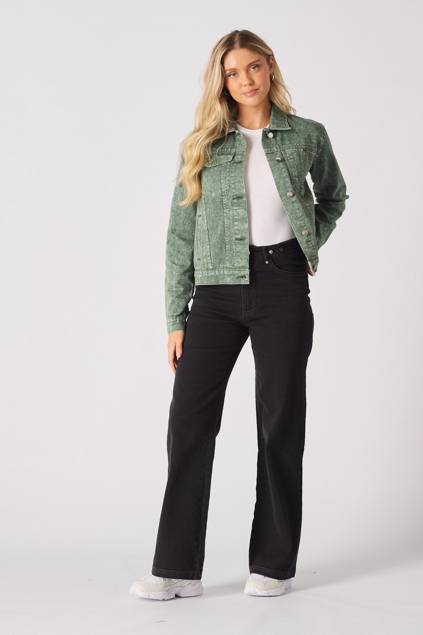 Sage Denim Trucker Jacket – Pearl Green - JMOJO - Women's Denim Jackets