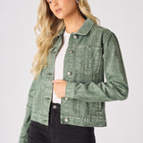 Sage Denim Trucker Jacket – Pearl Green - JMOJO - Women's Denim Jackets