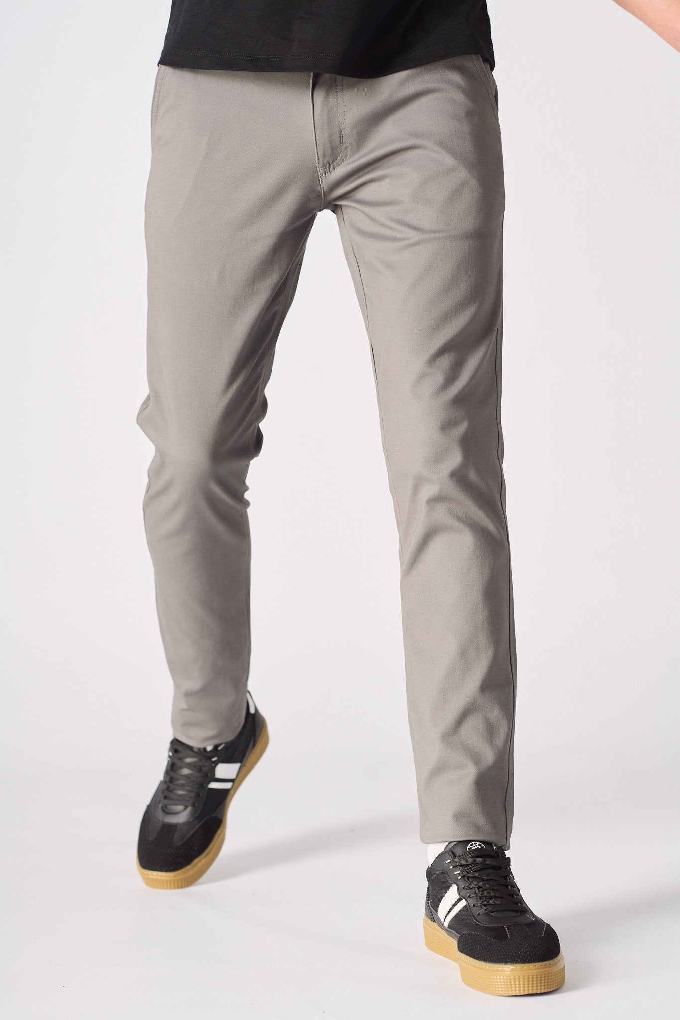SANDRIDGE Slim Fit Stretch Chino Pants - Charcoal Grey - JMOJO - Men's Chino Trousers