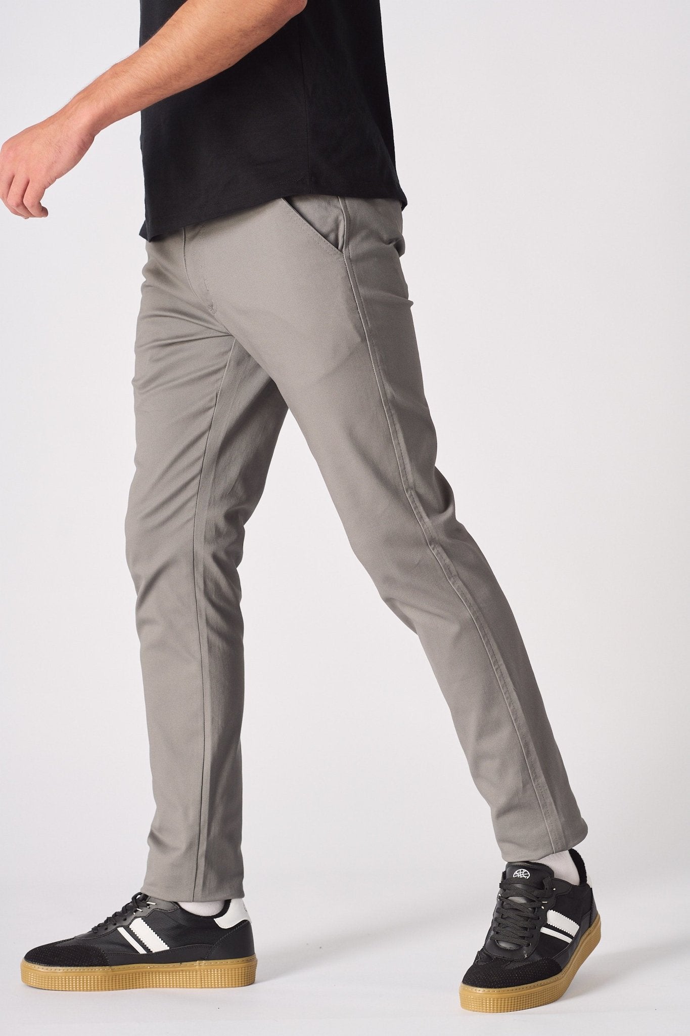 SANDRIDGE Slim Fit Stretch Chino Pants - Charcoal Grey - JMOJO - Men's Chino Trousers