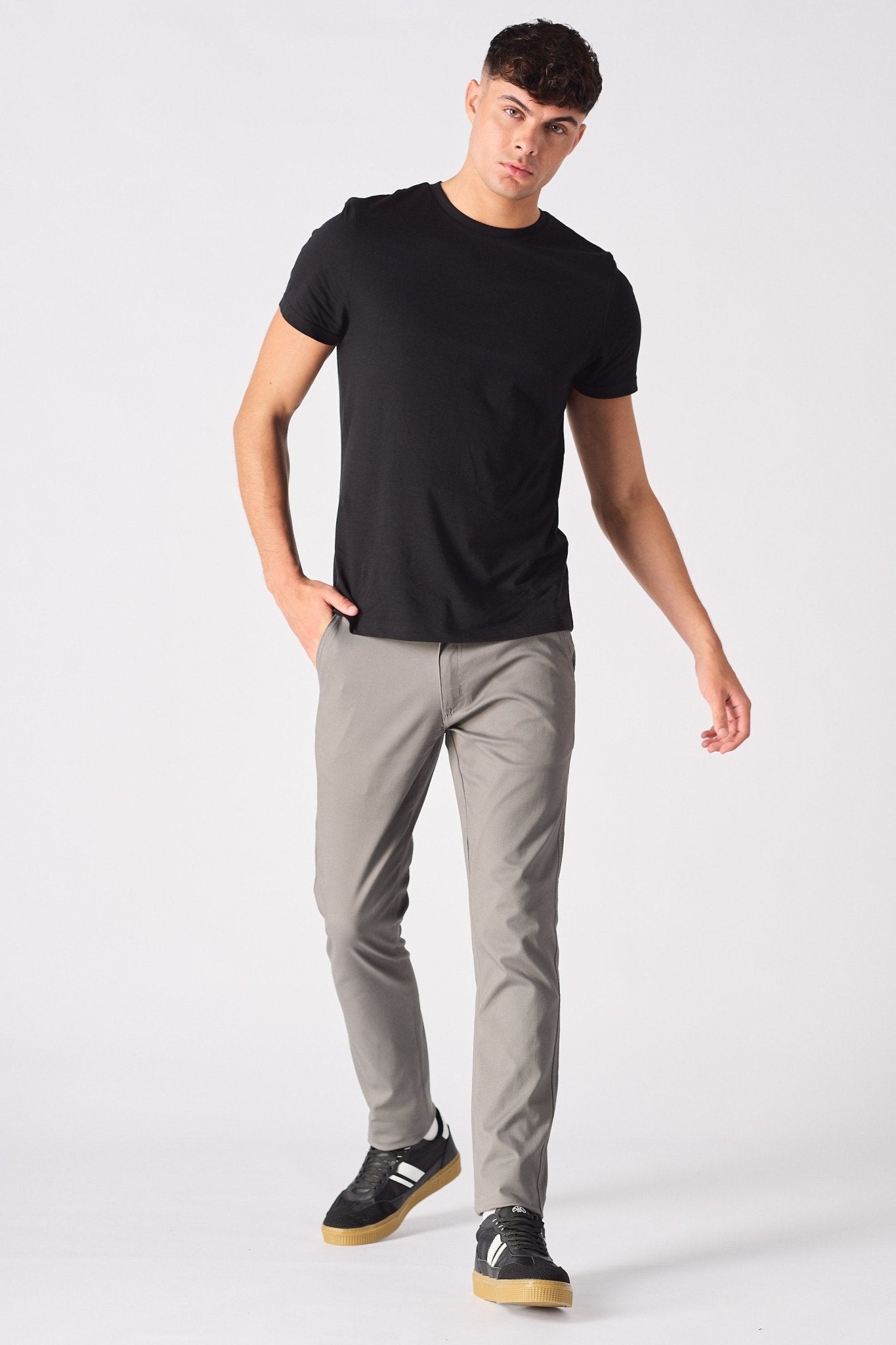 SANDRIDGE Slim Fit Stretch Chino Pants - Charcoal Grey - JMOJO - Men's Chino Trousers
