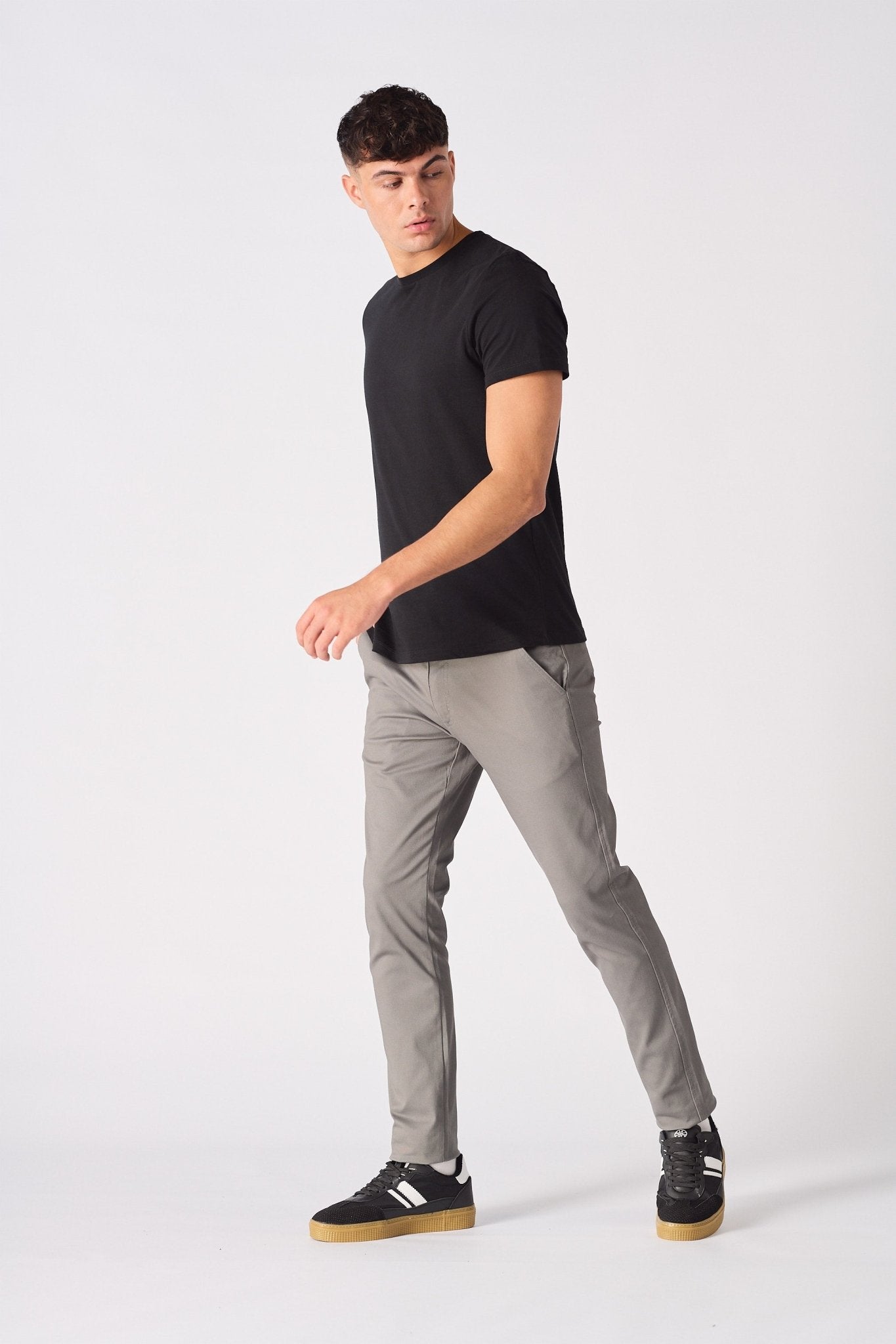 SANDRIDGE Slim Fit Stretch Chino Pants - Charcoal Grey - JMOJO - Men's Chino Trousers