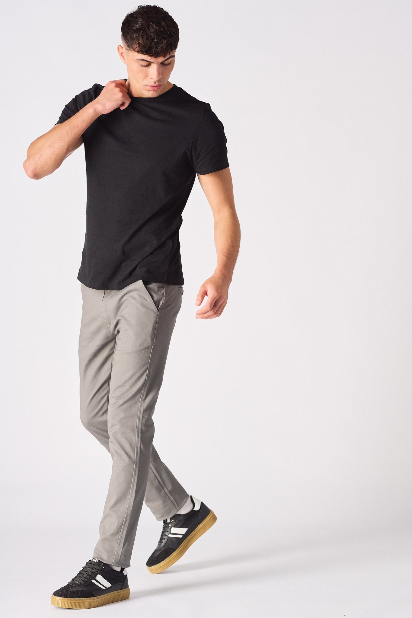 SANDRIDGE Slim Fit Stretch Chino Pants - Charcoal Grey - JMOJO - Men's Chino Trousers