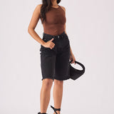 Selma Longline Denim Jorts – Black - JMOJO - Women's Denim Shorts
